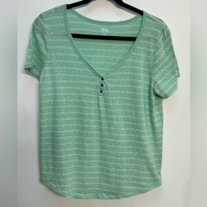 SO, Women’s, Short Sleeve, Green with White stripes, Size L